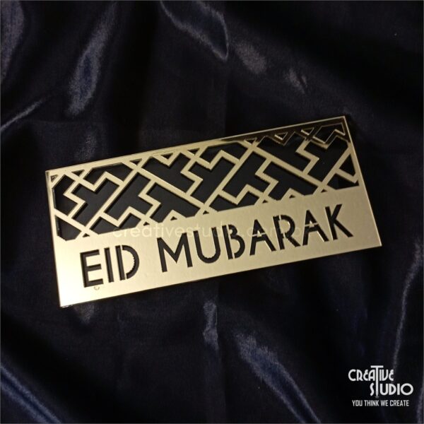 Golden Mirror Acrylic Eidi Envelope With Eid Mubarak Phrase Â©
